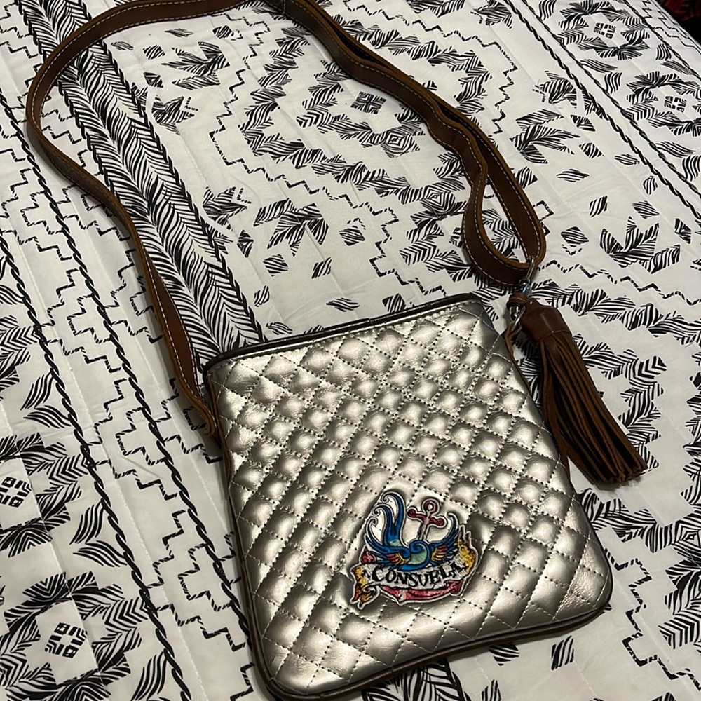 Consuela Metallic Look Quilted Crossbody Bag